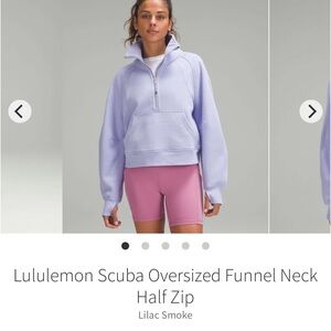 Lululemon Scuba Oversized Funnel Neck Half Zip LILAC SMOKE Sz XS/S
